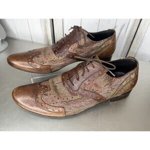 Etro Paisley Shoes Oxford Derby Leather & Multicolor Paisley Size 42 US 9